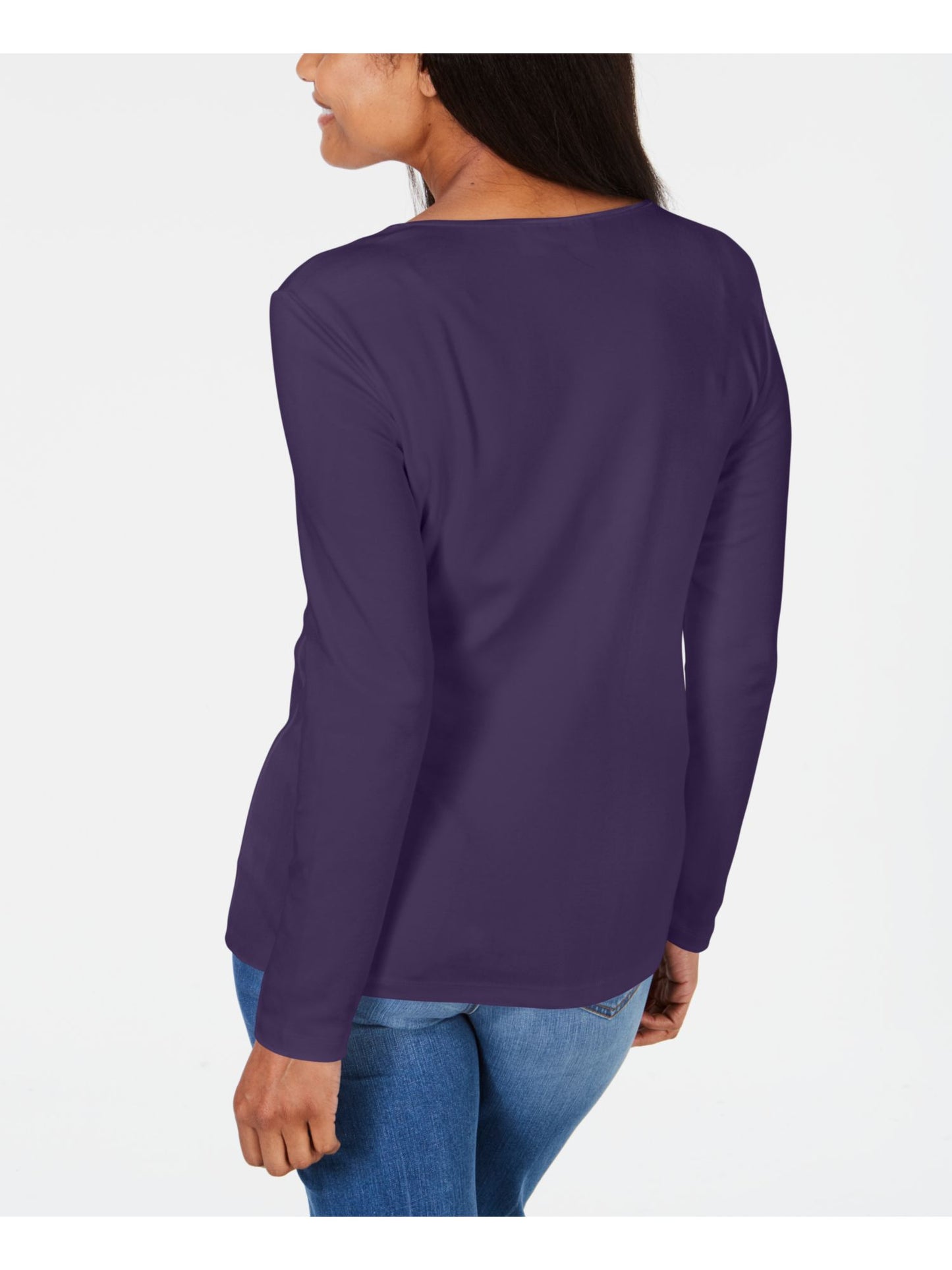 Karen Scott Blusa Feminina Decote Redondo Com Acabamento Em Cetim Roxo Tamanho X-G