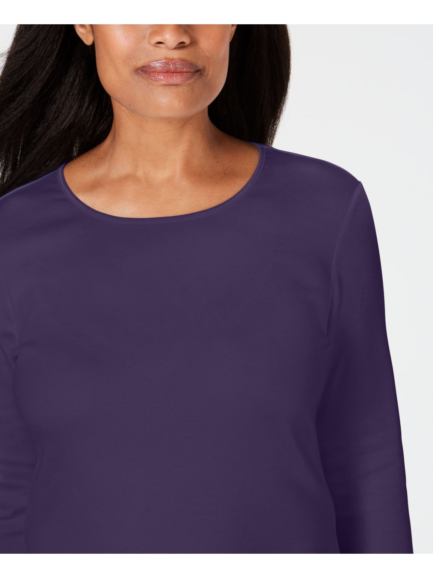 Karen Scott Blusa Feminina Decote Redondo Com Acabamento Em Cetim Roxo Tamanho X-G