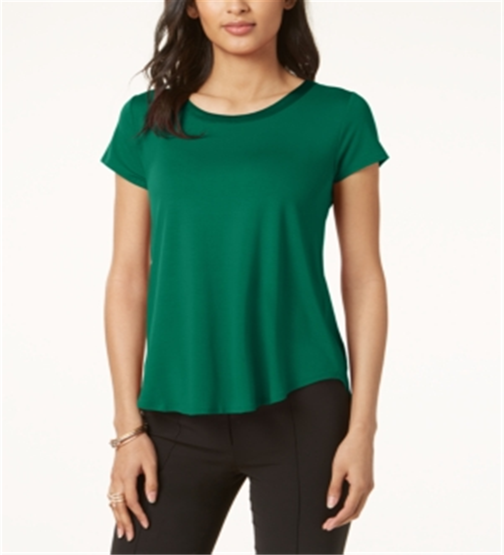 Blusa feminina Alfani com pregas nas costas e acabamento em cetim, verde, tamanho pequeno GG