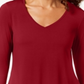 JM Collection Top feminino com decote em V e bainha em lenço, vermelho, tamanho grande