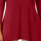 JM Collection Top feminino com decote em V e bainha em lenço, vermelho, tamanho grande