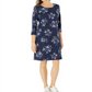 Vestido feminino Karen Scott com estampa floral, azul, tamanho X-S