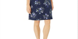 Vestido feminino Karen Scott com estampa floral, azul, tamanho X-S