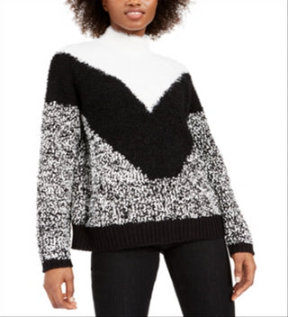 Bar III Women's Textured Turtleneck Sweater Black Size -L