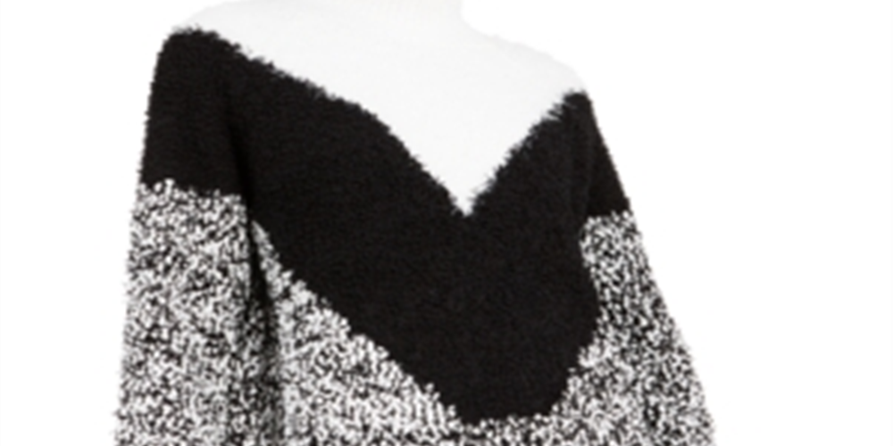 Suéter feminino texturizado de gola alta Bar III, preto, tamanho G