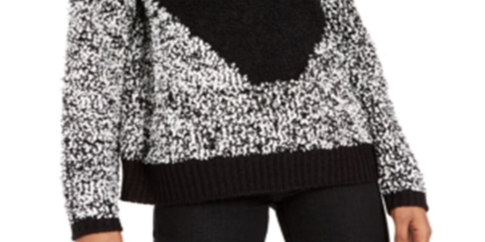 Suéter feminino texturizado de gola alta Bar III, preto, tamanho G