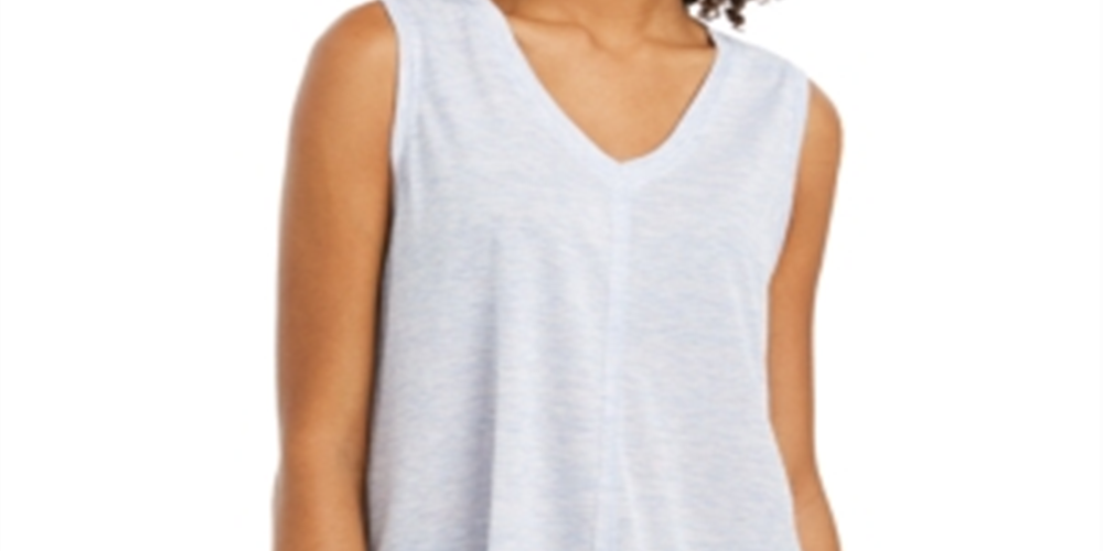 Regata feminina estilo &amp; co com decote em V alto e baixo, roxa, tamanho pequeno