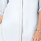 JM Collection Blusa feminina com botões e acabamento em caviar, branca, tamanho grande