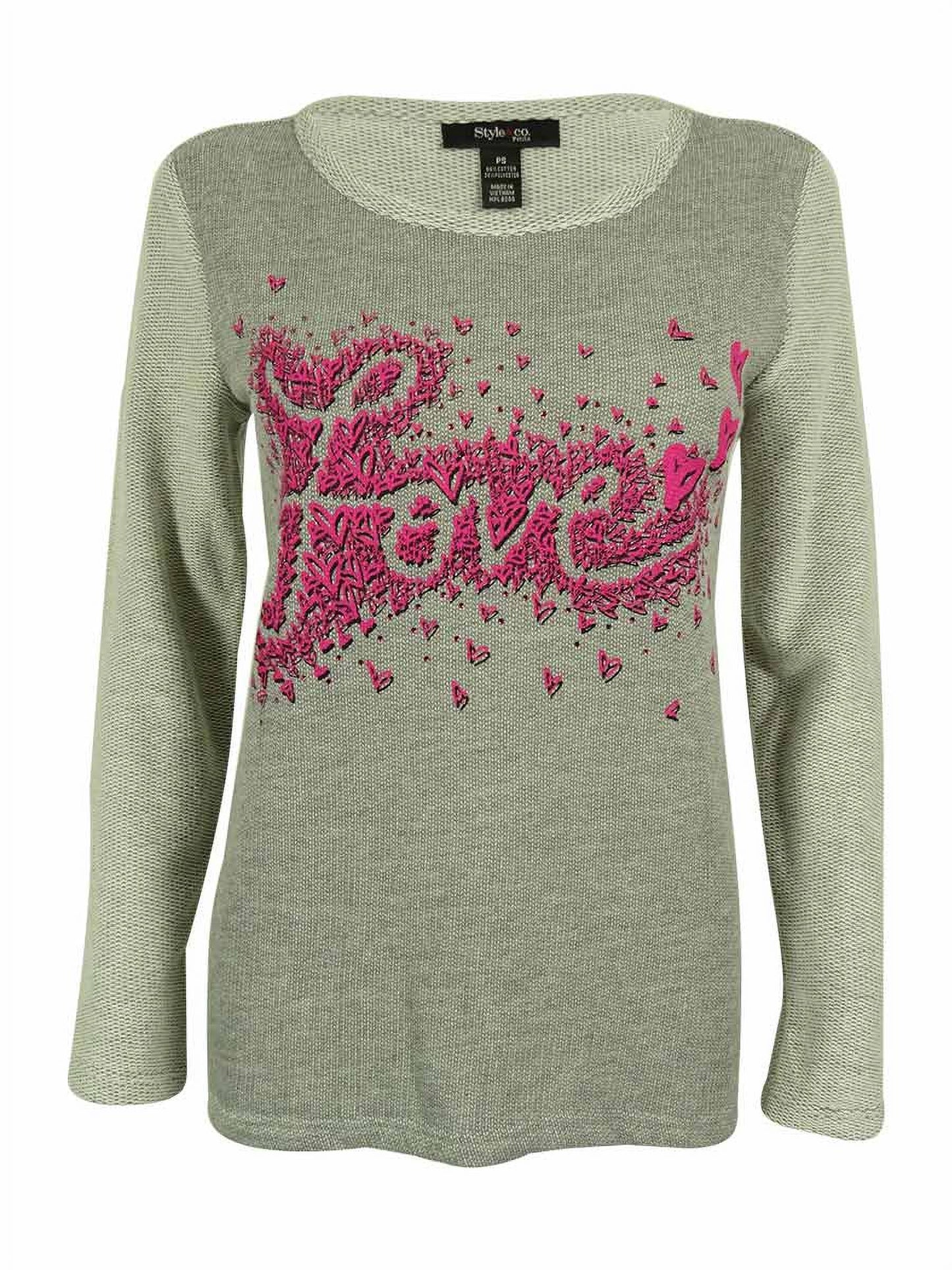 Moletom feminino com estampa Love Print da Style &amp; Co, azul, tamanho 2
