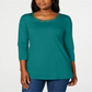 Blusa feminina Karen Scott com contas, azul-petróleo, tamanho médio