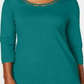 Blusa feminina Karen Scott com contas, azul-petróleo, tamanho médio