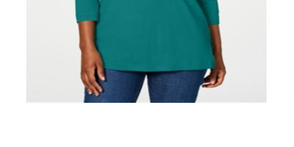 Blusa feminina Karen Scott com contas, azul-petróleo, tamanho médio