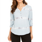 Top Henley Tie Dye de Algodão Feminino Estilo &amp; Co Azul Tamanho Pequeno P