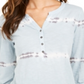 Top Henley Tie Dye de Algodão Feminino Estilo &amp; Co Azul Tamanho Pequeno P