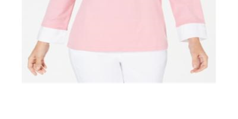 Karen Scott Blusa de Algodão com Camadas Feminina Azul Tamanho Pequeno Médio