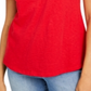 Camiseta feminina Charter Club de algodão com renda e detalhes em vermelho, tamanho pequeno