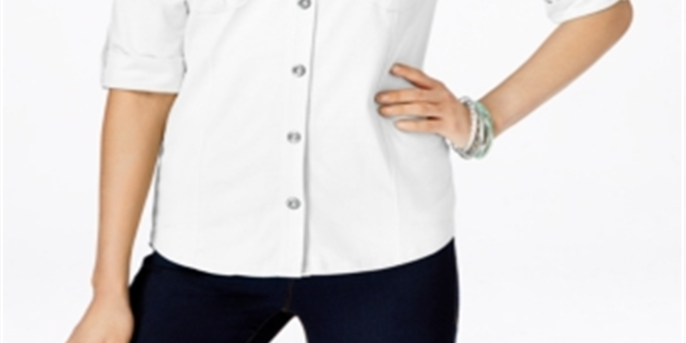 Camisa utilitária feminina Style &amp; Co, branca, tamanho pequeno P