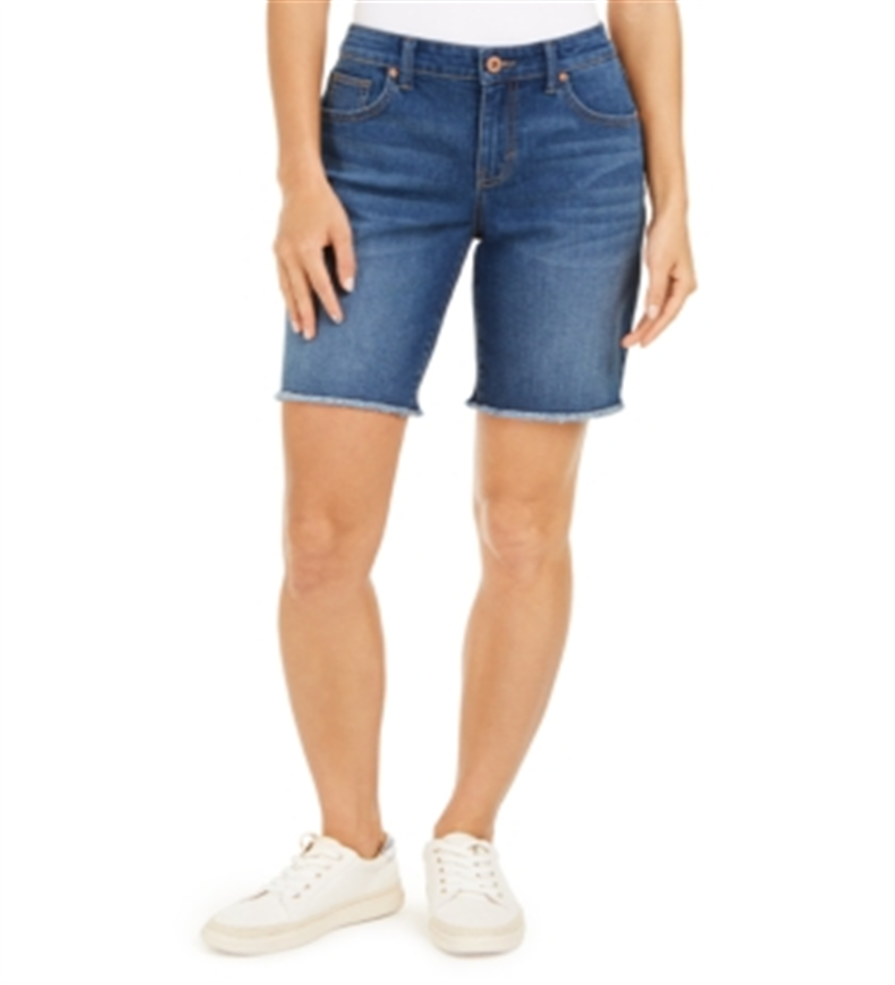 Bermuda feminina estilo &amp; co Raw Edge azul tamanho 4