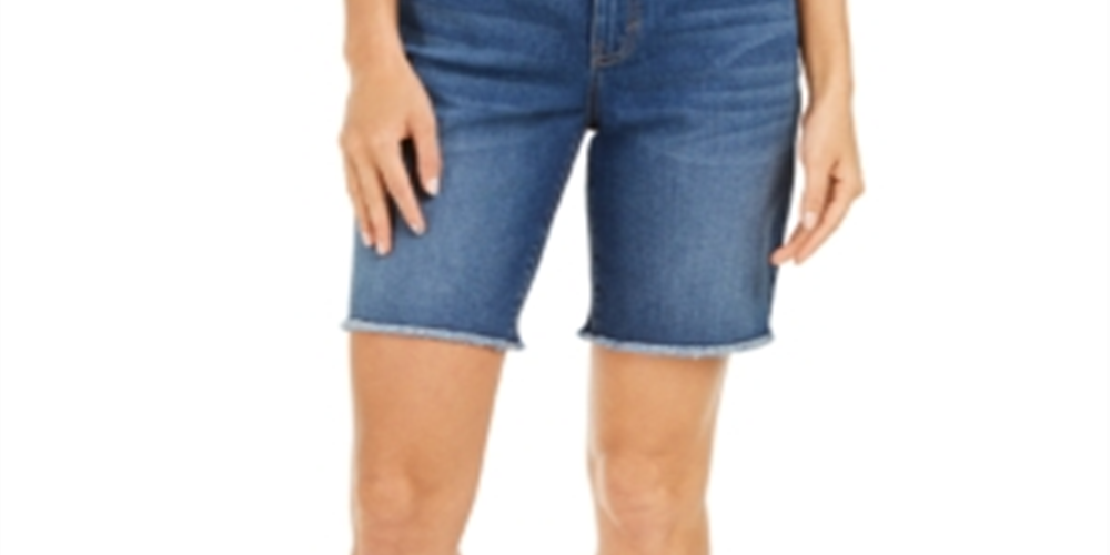 Bermuda feminina estilo &amp; co Raw Edge azul tamanho 4