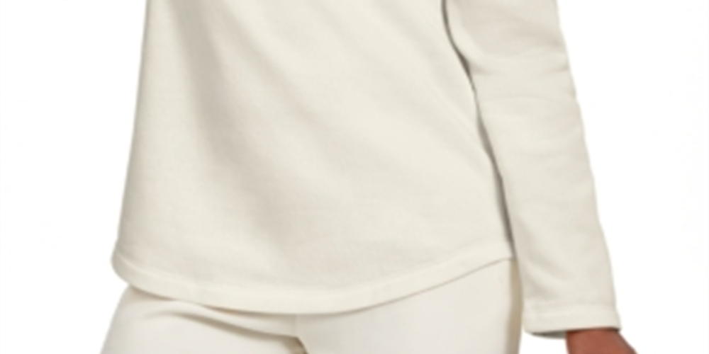 Karen Scott Suéter Feminino Esportivo Gola Xale Fleece Branco Tamanho Grande