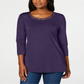 Blusa feminina com contas Karen Scott, roxa, tamanho XX-G