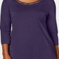 Blusa feminina com contas Karen Scott, roxa, tamanho XX-G
