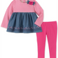 Conjunto de túnica e leggings florais Chambray para meninas da Kids Headquarters, rosa, tamanho 6X