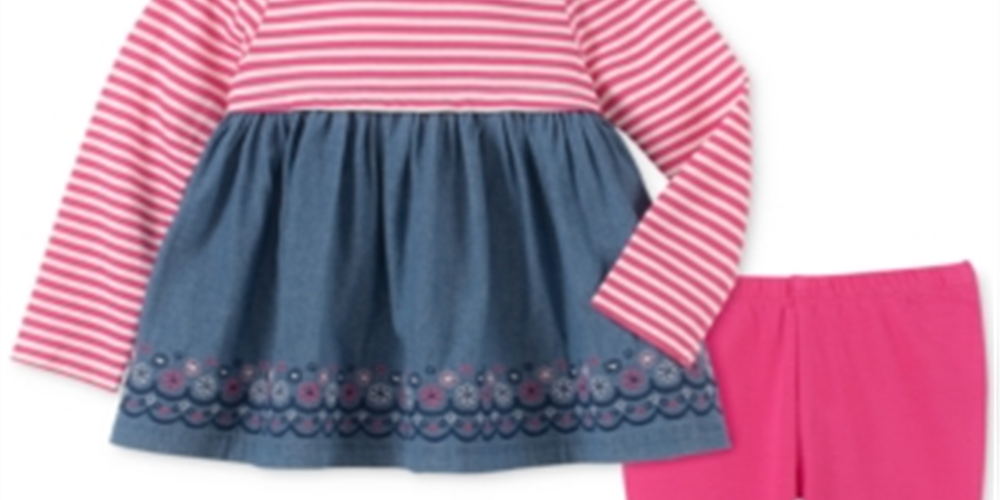 Conjunto de túnica e leggings florais Chambray para meninas da Kids Headquarters, rosa, tamanho 6X