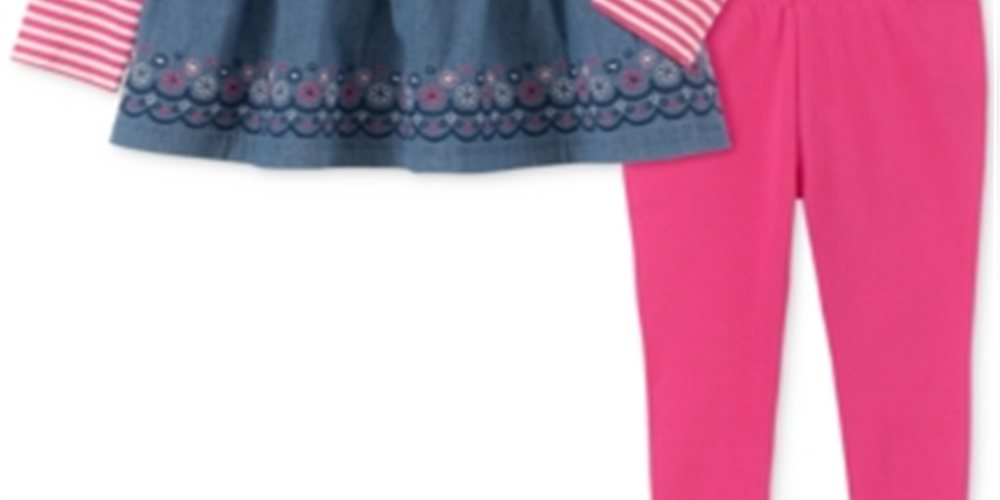 Conjunto de túnica e leggings florais Chambray para meninas da Kids Headquarters, rosa, tamanho 6X