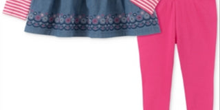 Conjunto de túnica e leggings florais Chambray para meninas da Kids Headquarters, rosa, tamanho 6X