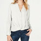 INC International Concepts Blusa feminina com botões frontais e torcidos, branca, tamanho pequeno, P/M
