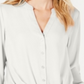 INC International Concepts Blusa feminina com botões frontais e torcidos, branca, tamanho pequeno, P/M