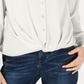 INC International Concepts Blusa feminina com botões frontais e torcidos, branca, tamanho pequeno, P/M