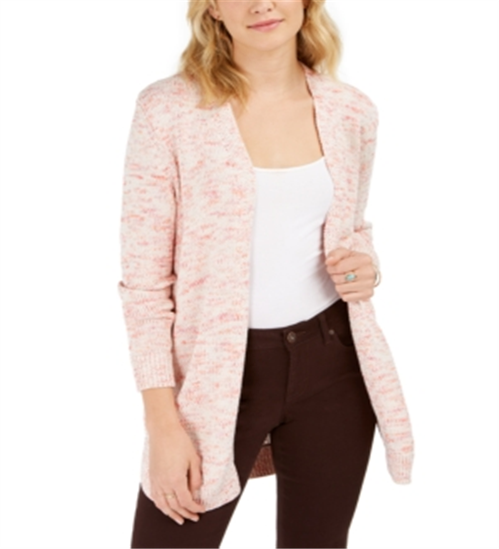 Cardigan de malha mesclado aberto feminino Style &amp; Co, rosa, tamanho médio