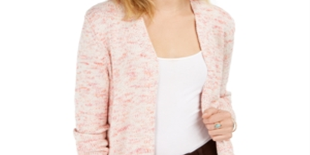Cardigan de malha mesclado aberto feminino Style &amp; Co, rosa, tamanho médio