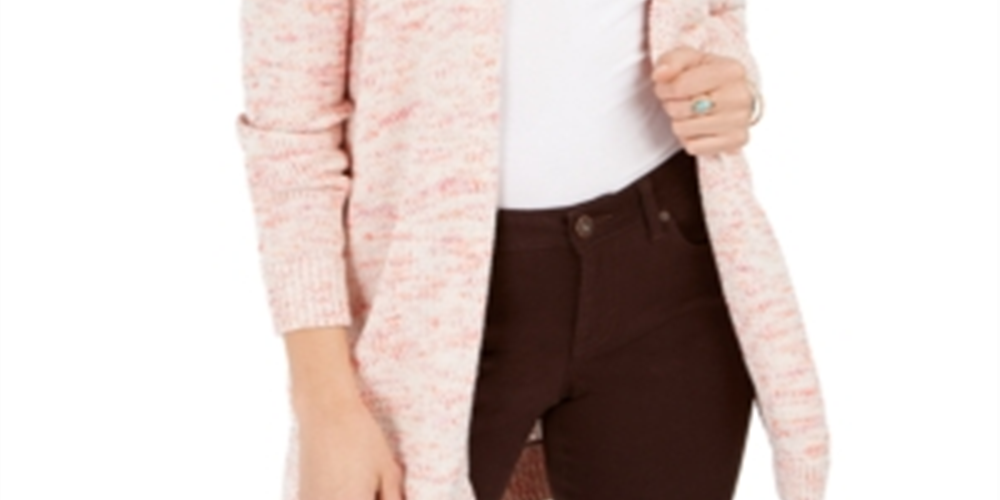 Cardigan de malha mesclado aberto feminino Style &amp; Co, rosa, tamanho médio