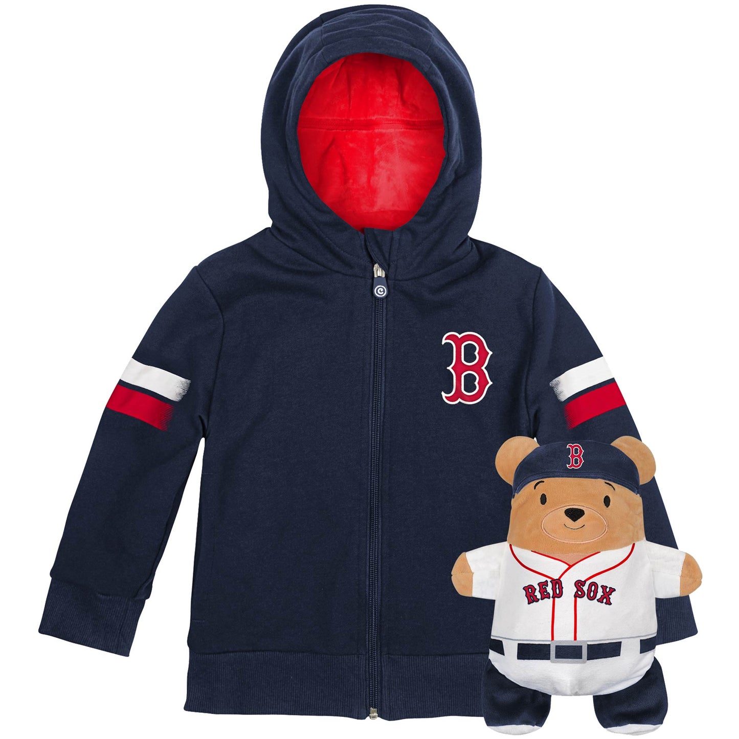 Cubcoats Transforming 2 em 1 unissex Boston Red Sox com capuz e pelúcia macia azul