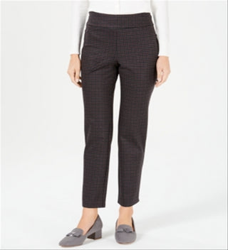 Calça feminina Charter Club com ajuste no tornozelo, xadrez marrom, tamanho 2, pequena