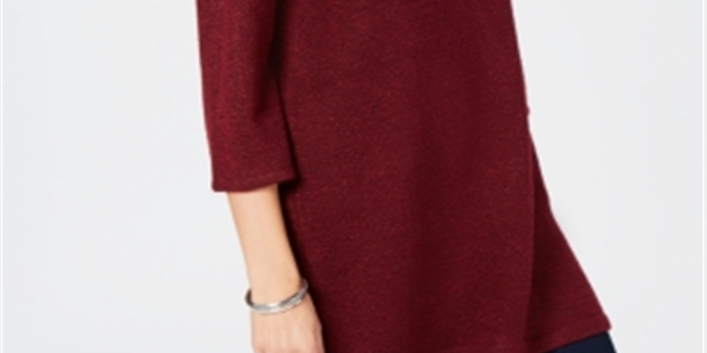 Karen Scott Suéter Feminino Gola Canoa Marmoreado Vermelho Tamanho X-S