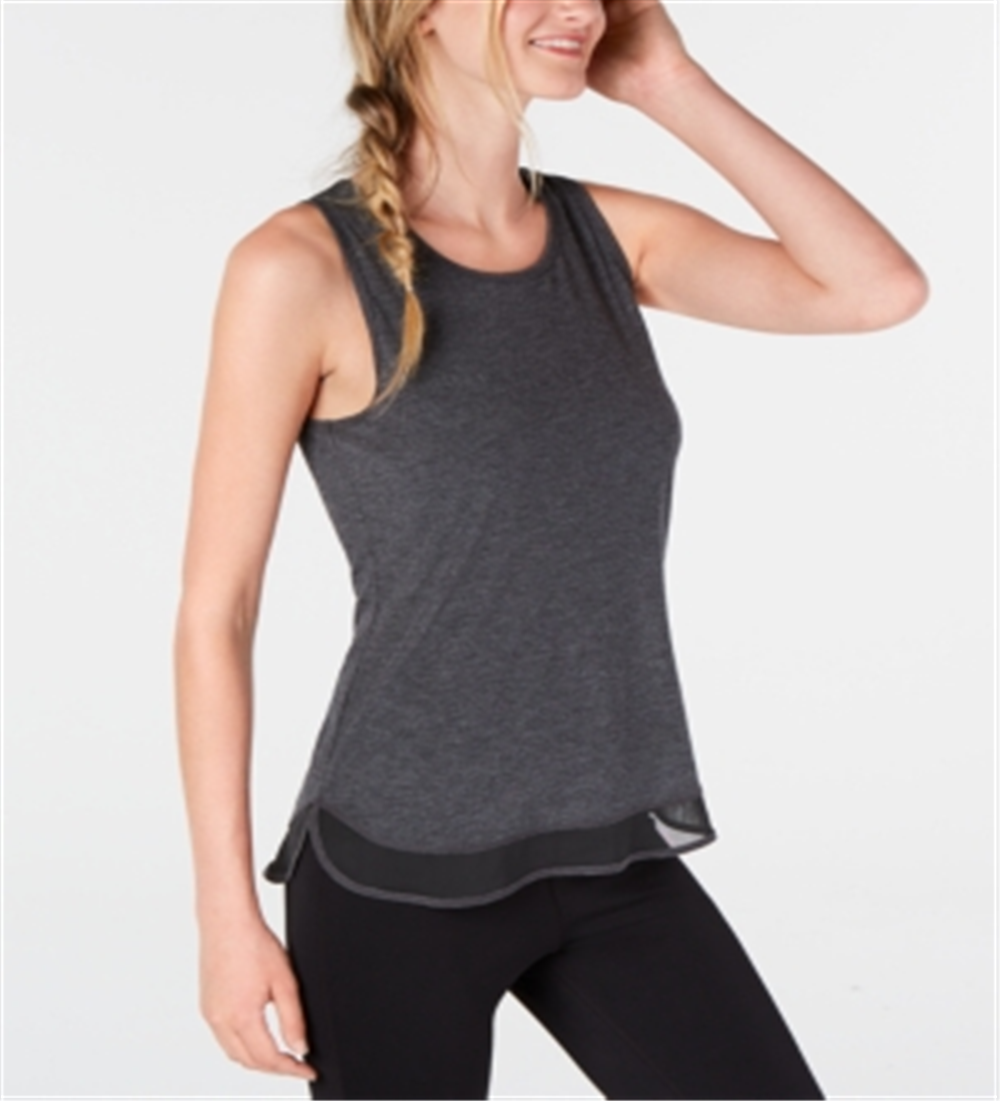 Ideology Camiseta regata feminina com bainha de malha cinza tamanho -XL