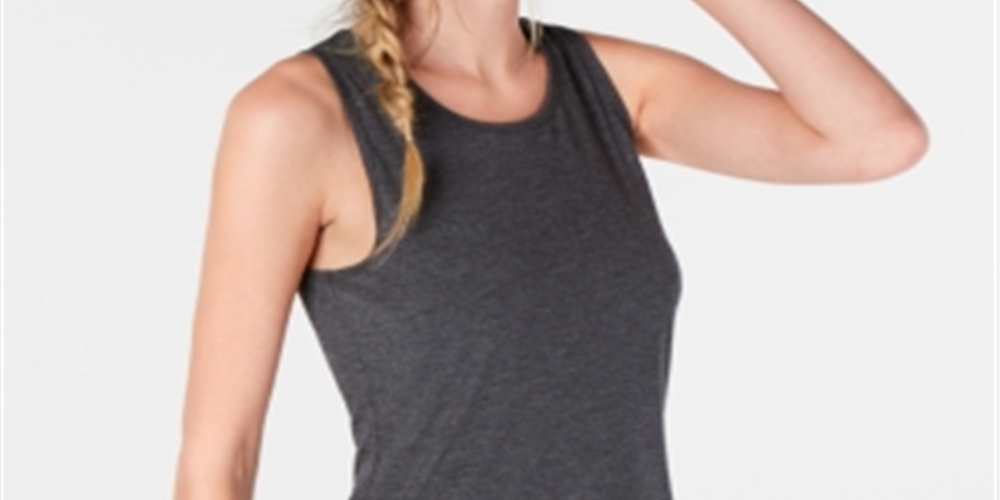 Ideology Camiseta regata feminina com bainha de malha cinza tamanho -XL