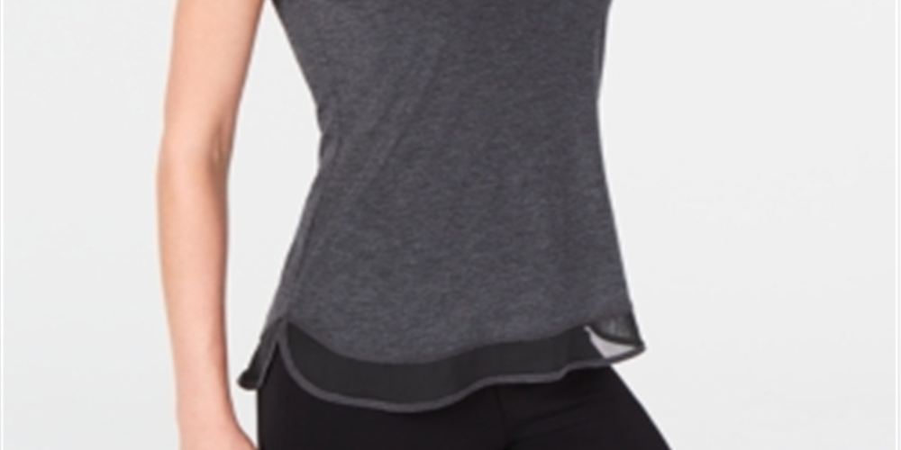 Ideology Camiseta regata feminina com bainha de malha cinza tamanho -XL