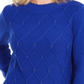 Karen Scott Suéter Feminino com Gola Careca e Cordão com Contas Azul Tamanho XXG