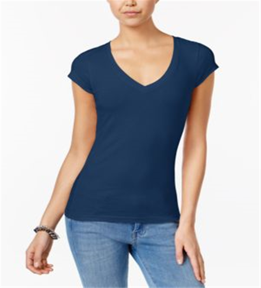 Camiseta Planet Gold Junior com decote em V, azul, tamanho médio