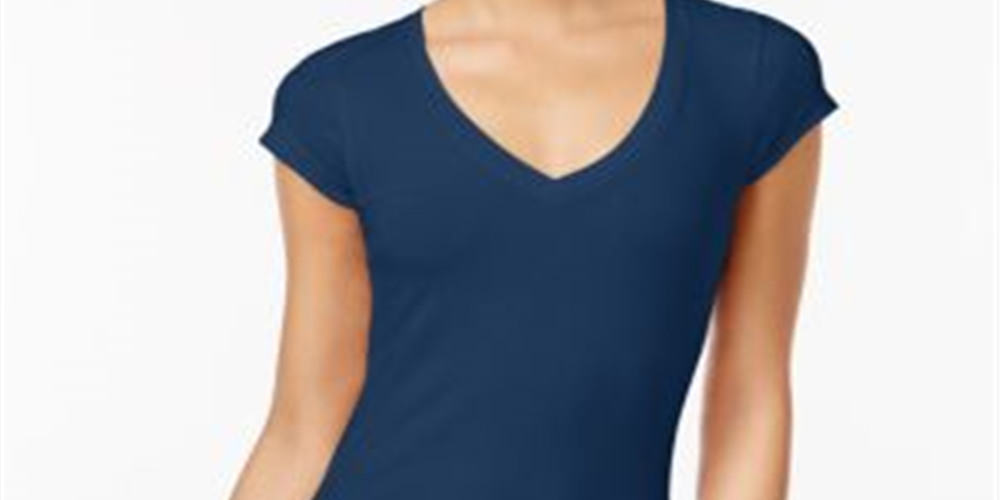 Camiseta Planet Gold Junior com decote em V, azul, tamanho médio