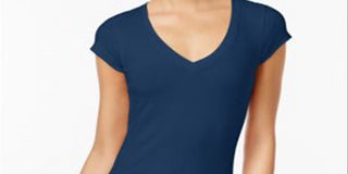 Camiseta Planet Gold Junior com decote em V, azul, tamanho médio