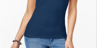 Camiseta Planet Gold Junior com decote em V, azul, tamanho médio