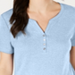 Karen Scott Top Henley de manga curta feminino azul tamanho X-S