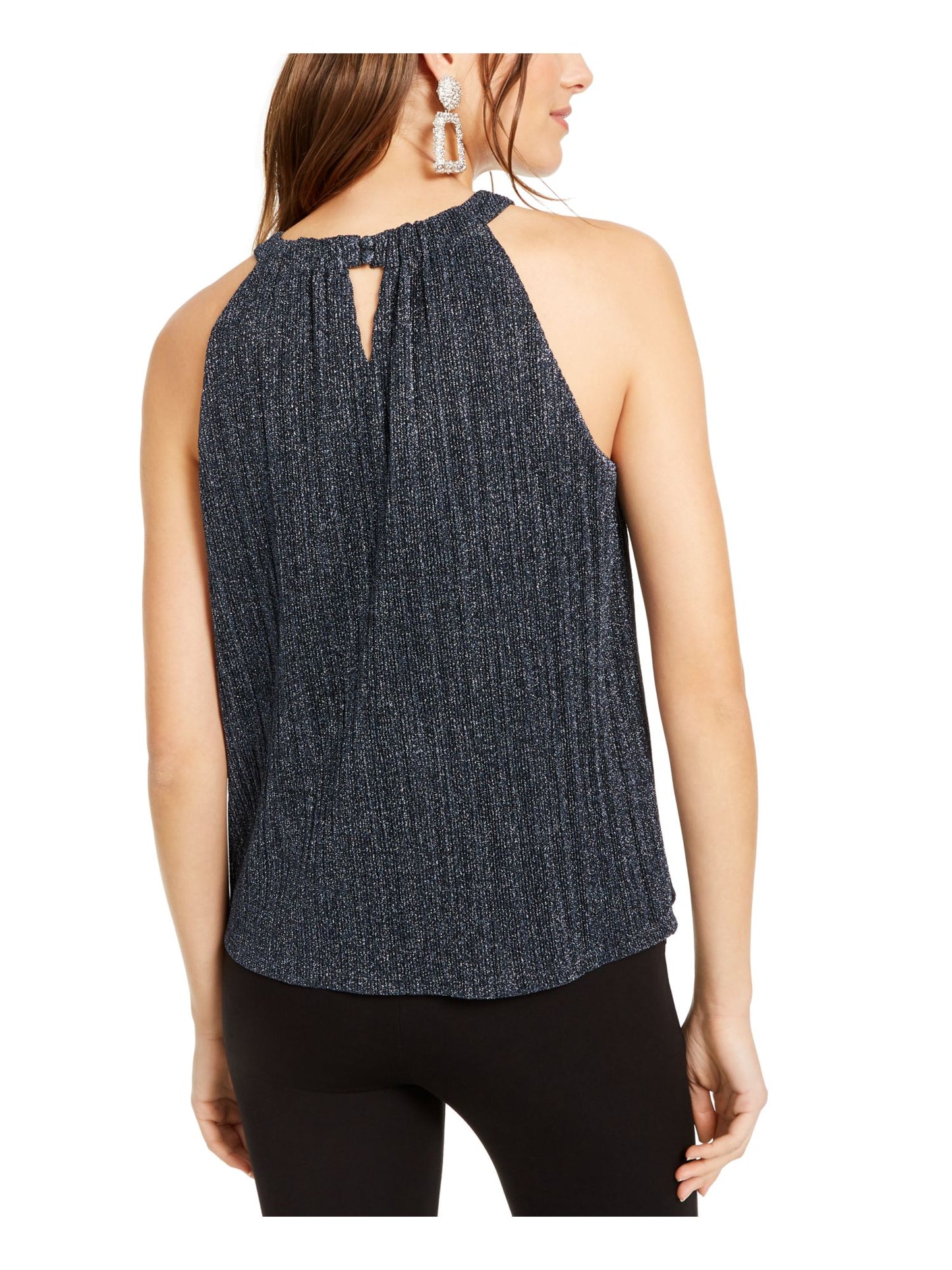 INC International Concepts Top Halter Feminino Shine Azul Tamanho X-S