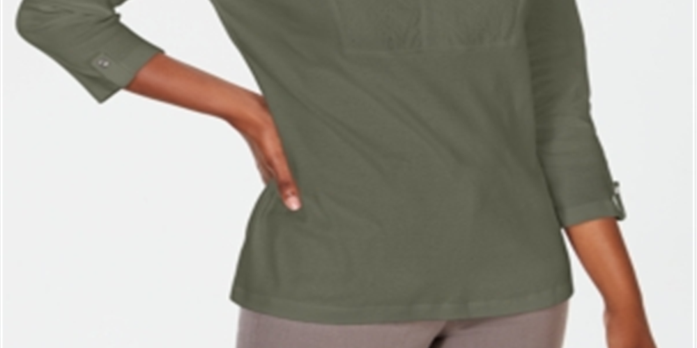 Karen Scott Top Feminino de Algodão com Ilhós Verde Tamanho P